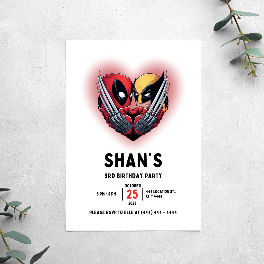 Dead Pool & Wolverine - Birthday Invitation