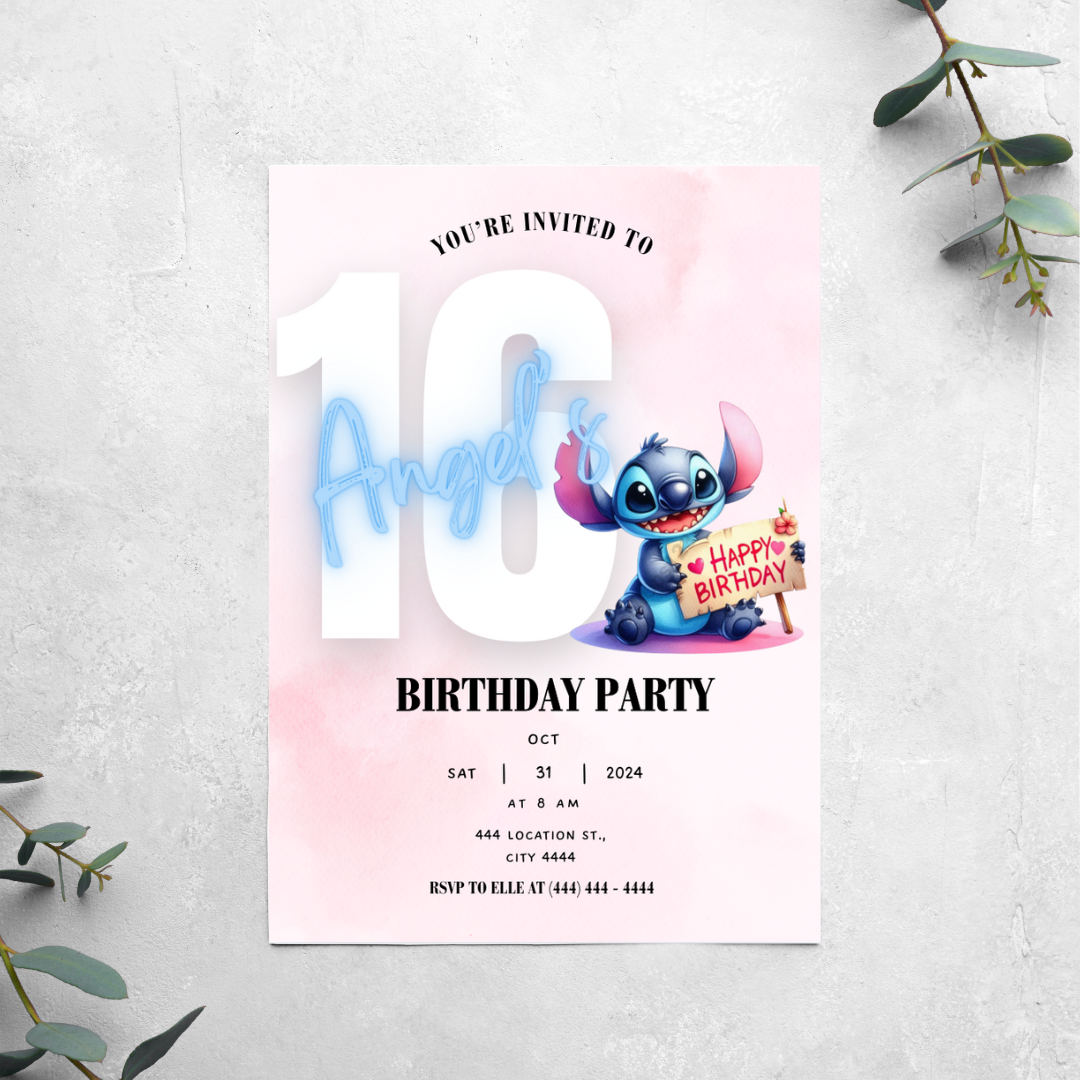 Stitch - Birthday Invitation