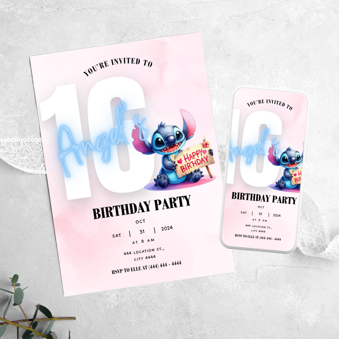 Stitch - Birthday Invitation