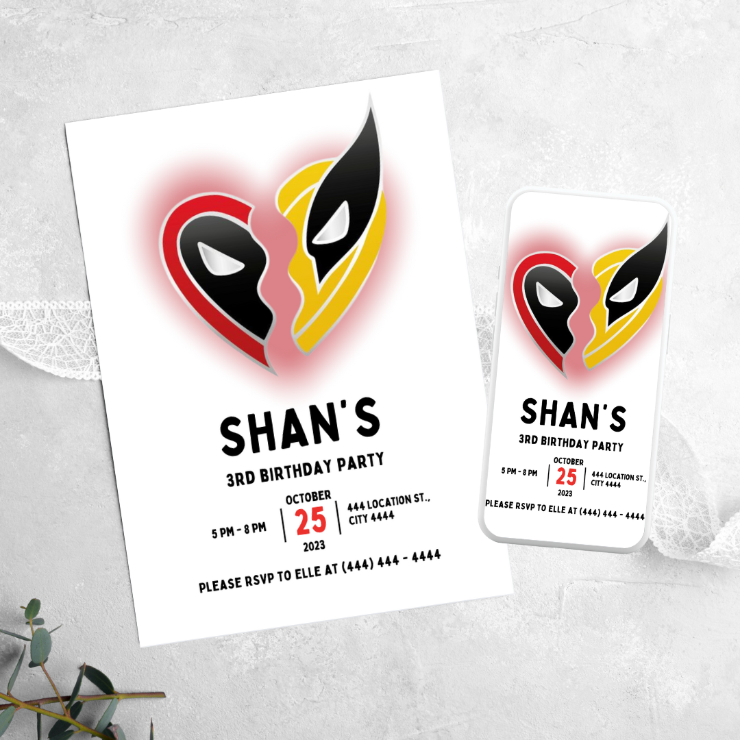 Dead Pool & Wolverine - Birthday Invitation