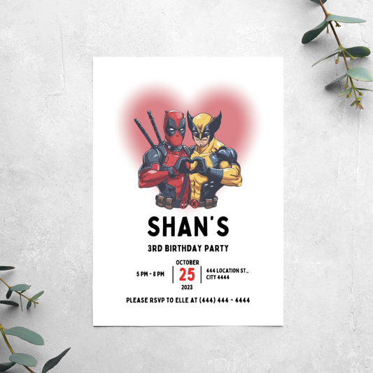 Dead Pool & Wolverine - Birthday Invitation