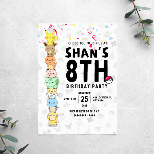Pokemon - Birthday Invitation