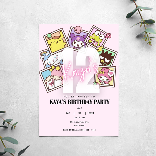 Sanrio Polaroid - Birthday Invitation