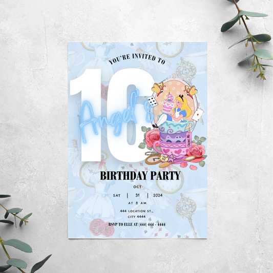Alice in Wonderland - Birthday Invitation
