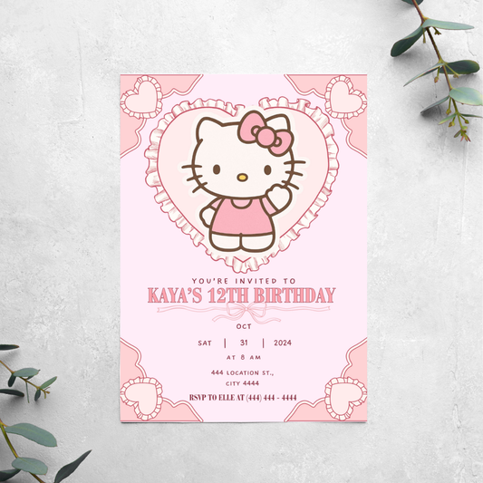 Hello Kitty Coquette - Birthday Invitation