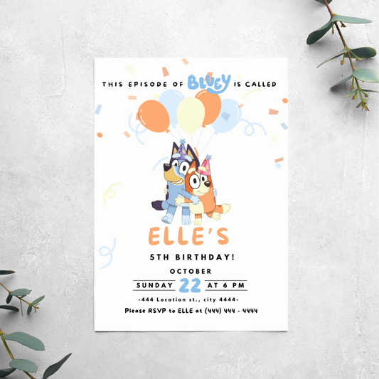 Bluey Confetti - Birthday Invitation