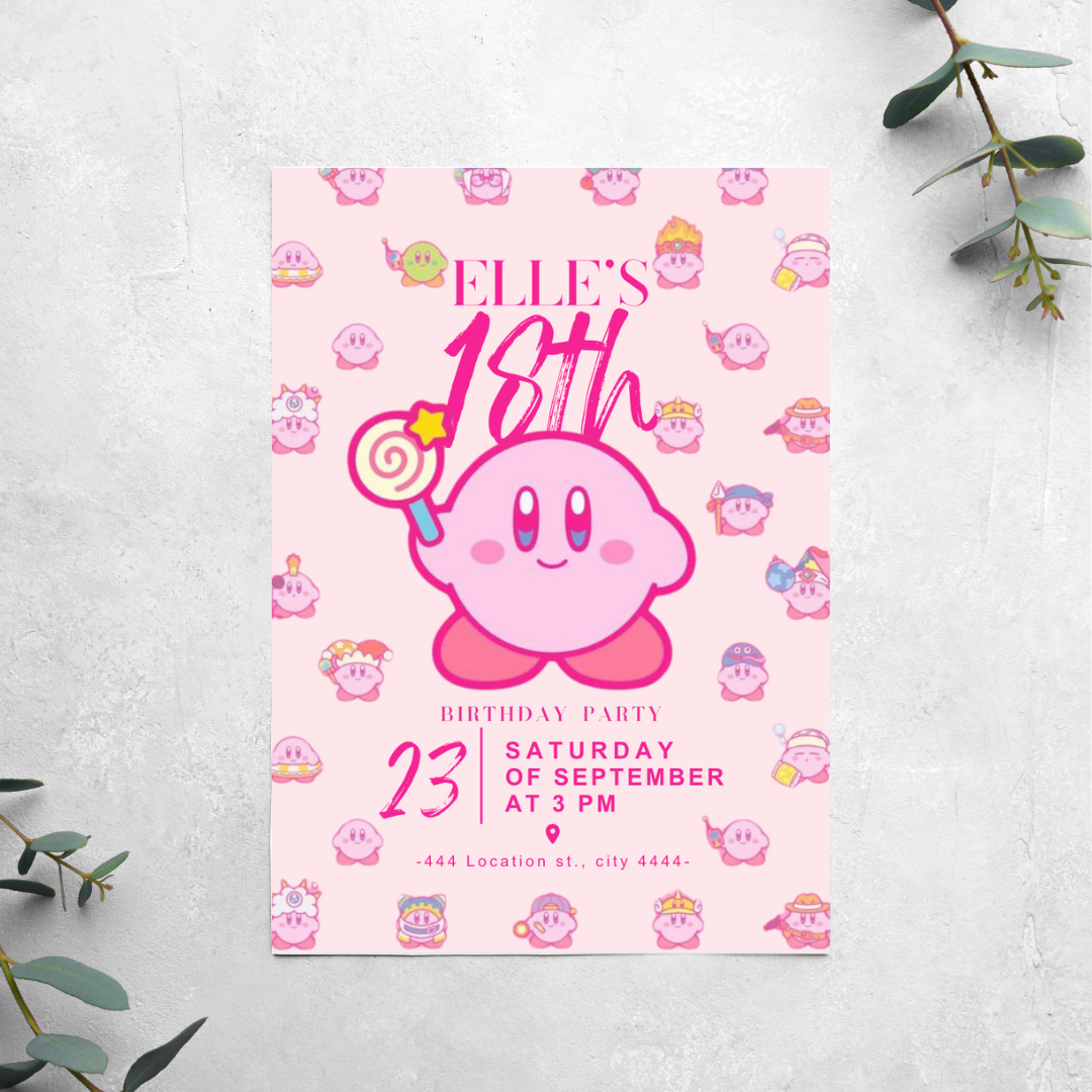 Kirby - Birthday Invitation
