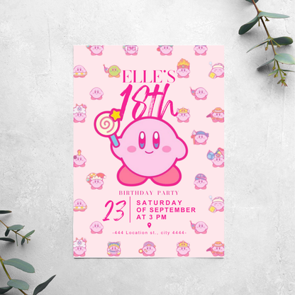 Kirby - Birthday Invitation