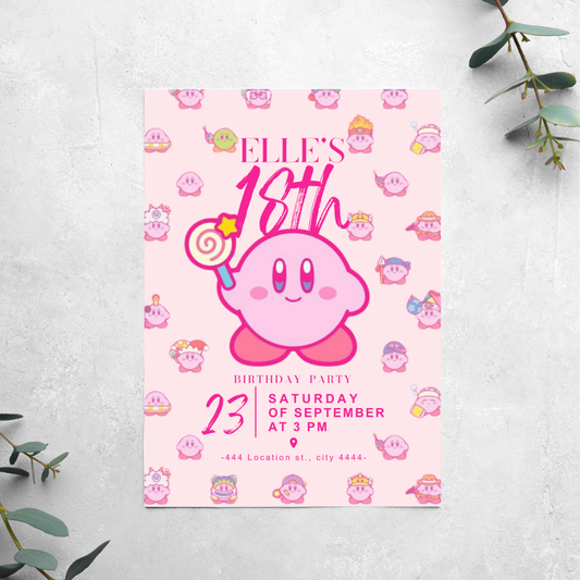 Kirby - Birthday Invitation