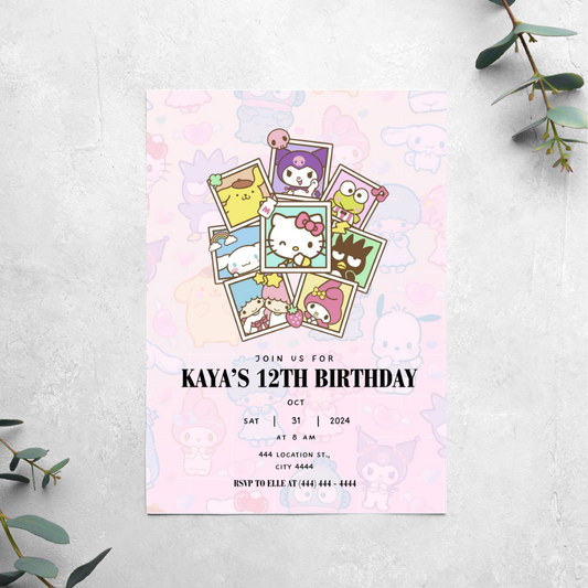 Sanrio Polaroid - Birthday Invitation