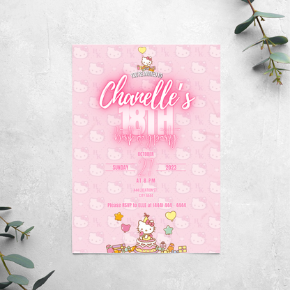 Hello Kitty - Birthday Invitation