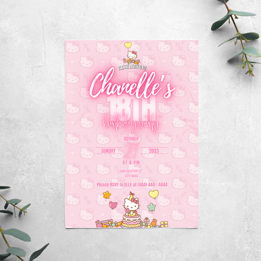 Hello Kitty - Birthday Invitation