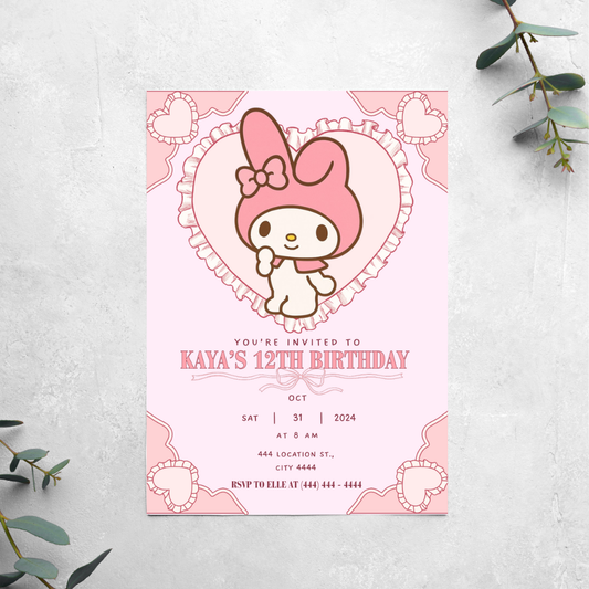 My Melody Coquette - Birthday Invitation