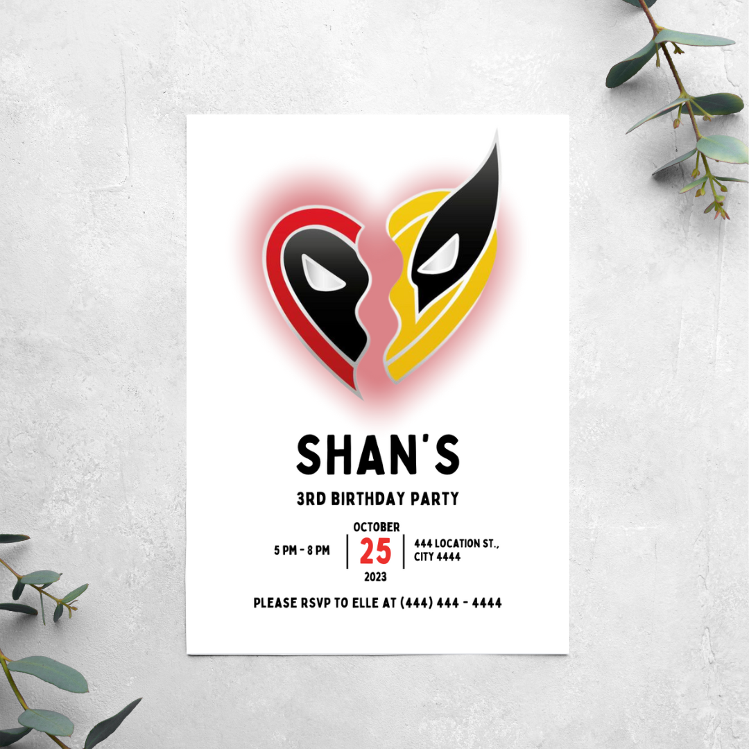 Dead Pool & Wolverine - Birthday Invitation