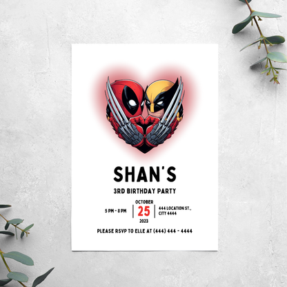 Dead Pool & Wolverine - Birthday Invitation