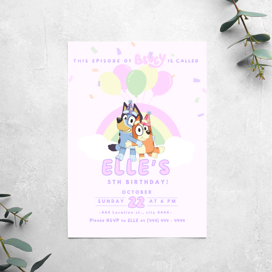 Bluey Confetti - Birthday Invitation