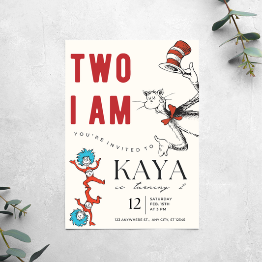 Cat in the Hat - Birthday Invitation