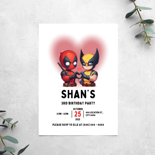 Dead Pool & Wolverine - Birthday Invitation