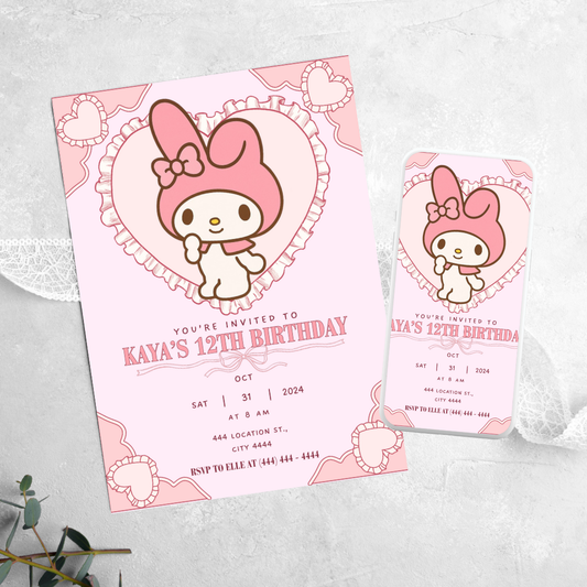 My Melody Coquette - Birthday Invitation