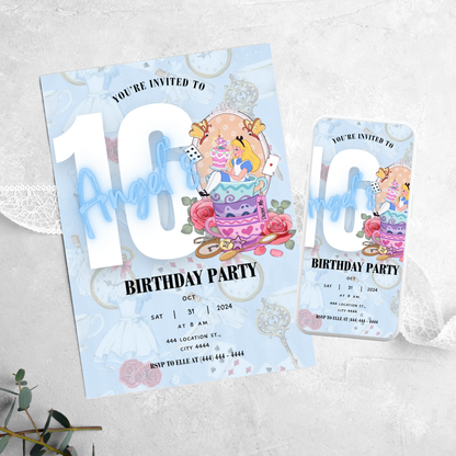 Alice in Wonderland - Birthday Invitation
