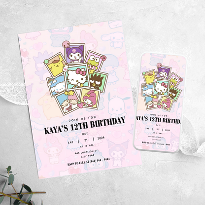 Sanrio Polaroid - Birthday Invitation