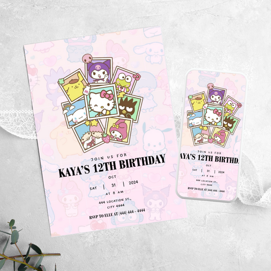 Sanrio Polaroid - Birthday Invitation