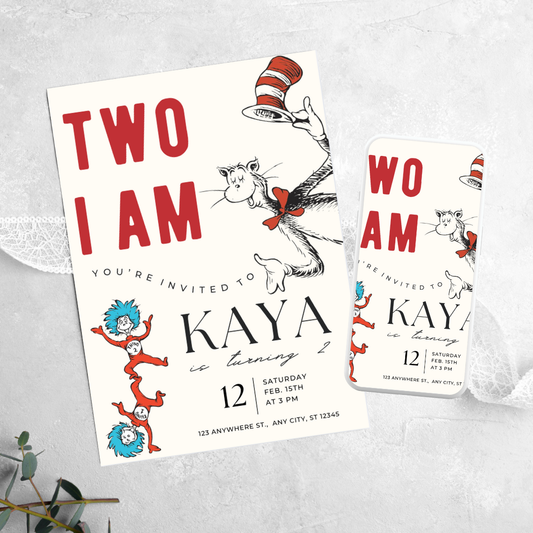 Cat in the Hat - Birthday Invitation