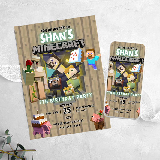 Minecraft - Birthday Invitation
