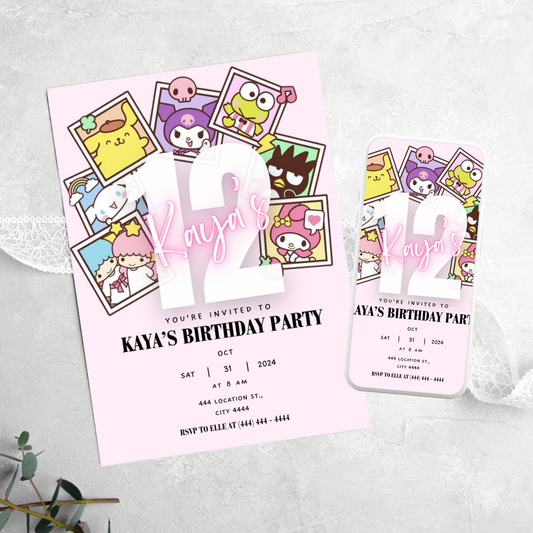 Sanrio Polaroid - Birthday Invitation