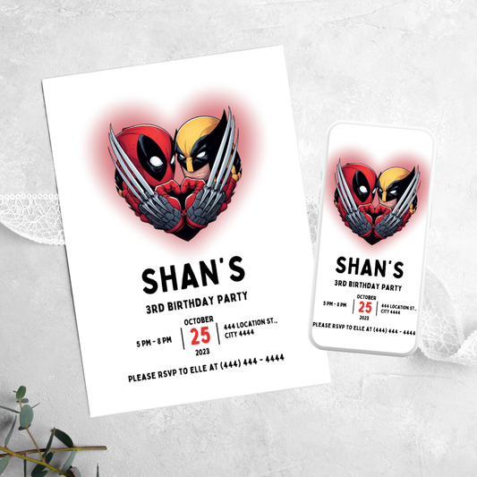Dead Pool & Wolverine - Birthday Invitation