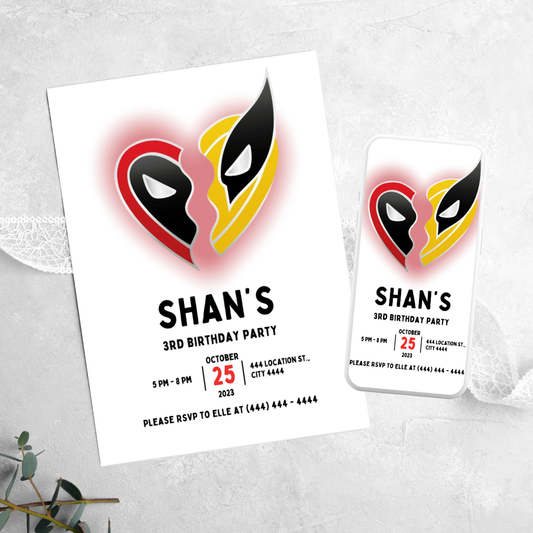 Dead Pool & Wolverine - Birthday Invitation