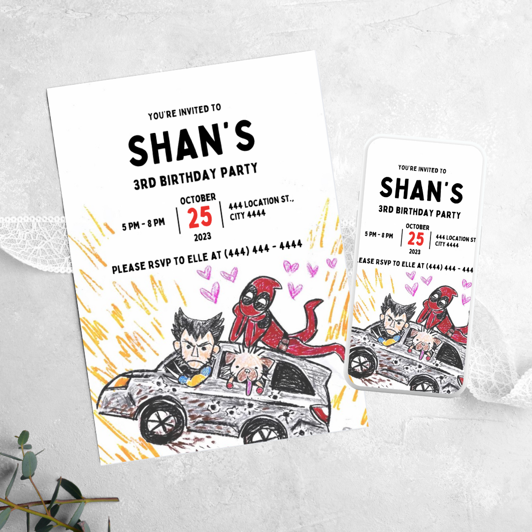 Dead Pool & Wolverine - Birthday Invitation