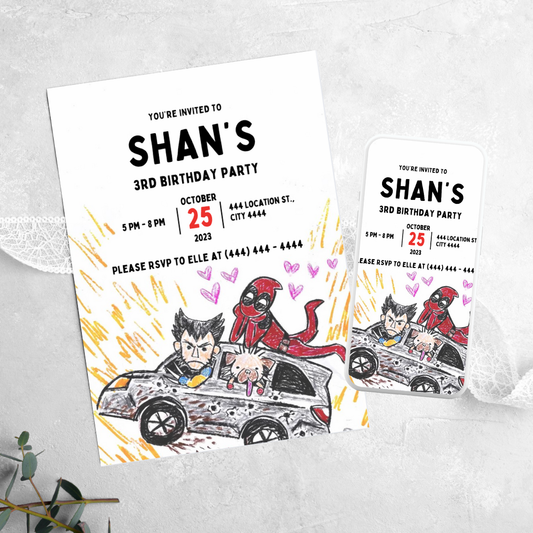 Dead Pool & Wolverine - Birthday Invitation