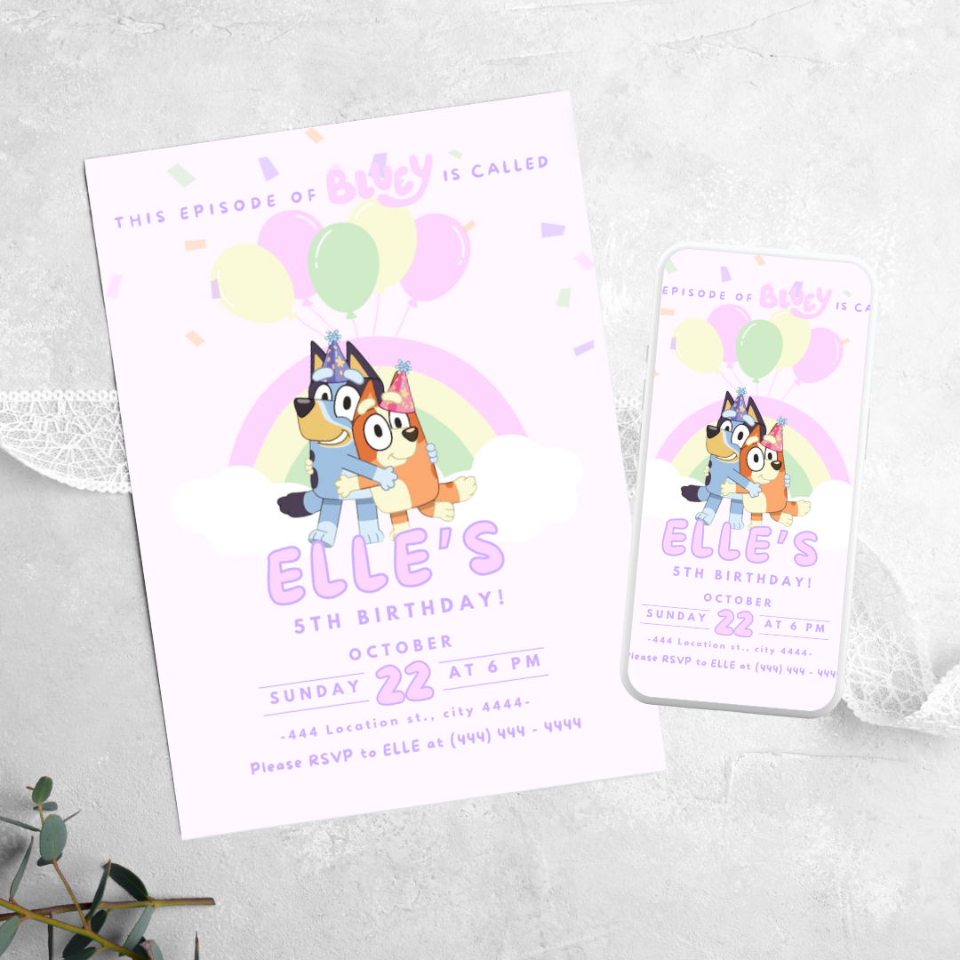 Bluey Confetti - Birthday Invitation