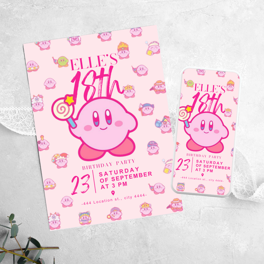 Kirby - Birthday Invitation