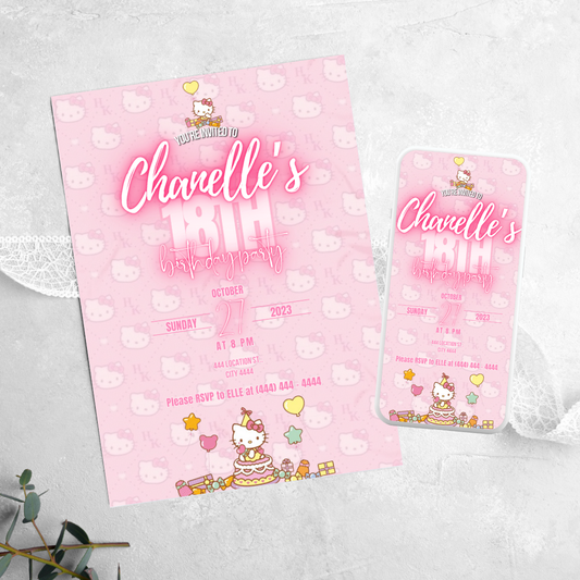 Hello Kitty - Birthday Invitation
