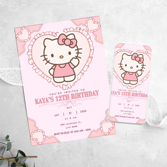 Hello Kitty Coquette - Birthday Invitation