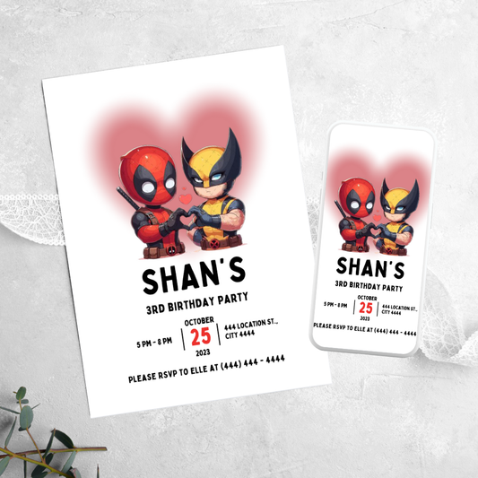 Dead Pool & Wolverine - Birthday Invitation
